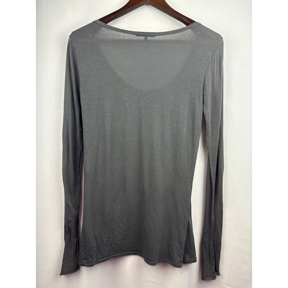 Women’s Beautiful People Large Gray Long Sleeve Henley with Three Quarter Shell - Picture 3 of 5